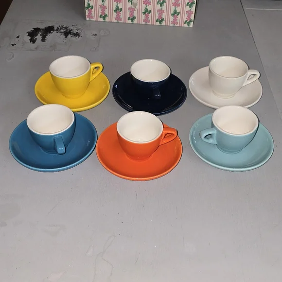Sweese Colorful Espresso Cups Saucers Set Of 6 - Picture 7 of 8